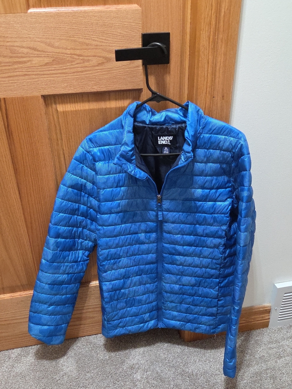 Lands' End Men's Bright Blue Quilted Packable Puffer Jacket